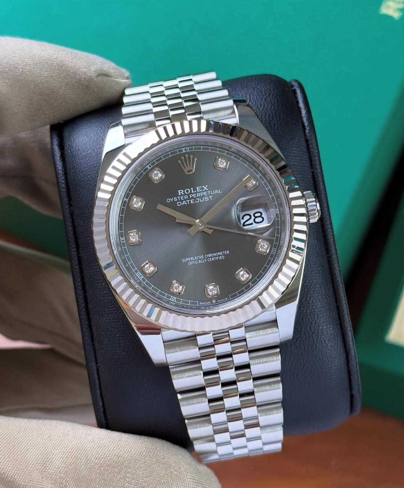 ROLEX DATEJUST JUBILÉE GREY RHODIUM DIAMOND - Image 2
