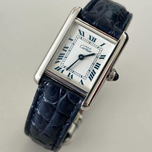 CARTIER MUST TANK NAVY BLUE LEATHER