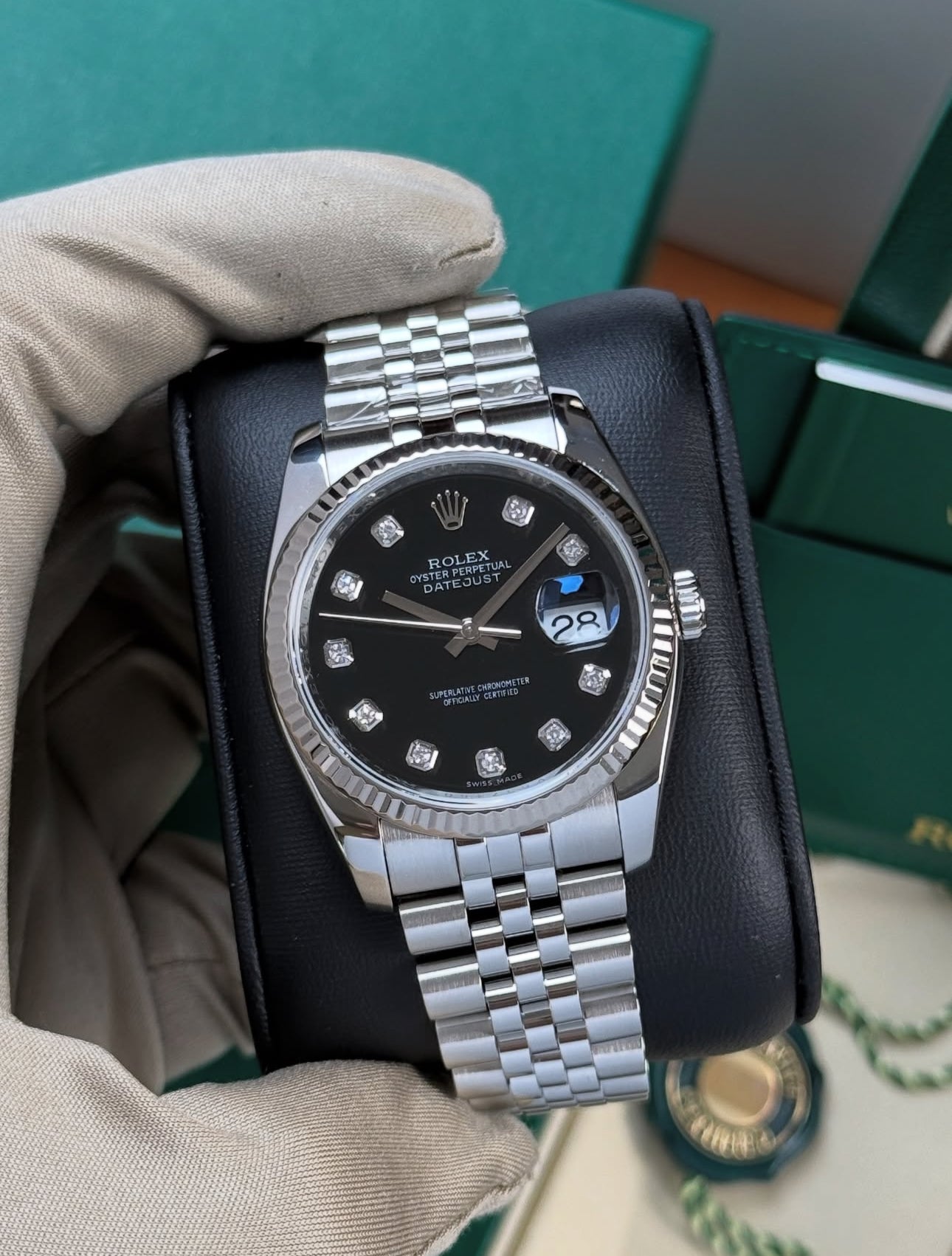 ROLEX DATEJUST JUBILEE BLACK DIAL DIAMOND - Image 2
