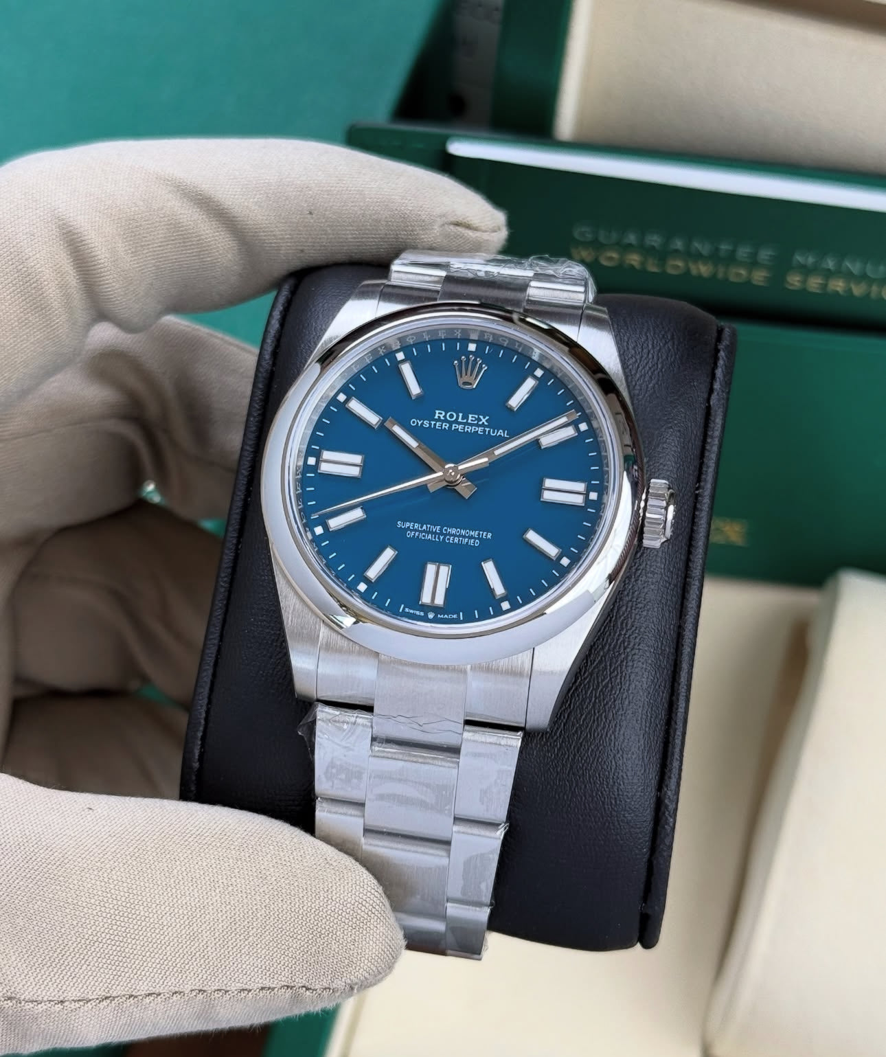 ROLEX OYSTER PERPETUAL BLUE DIAL - Image 2