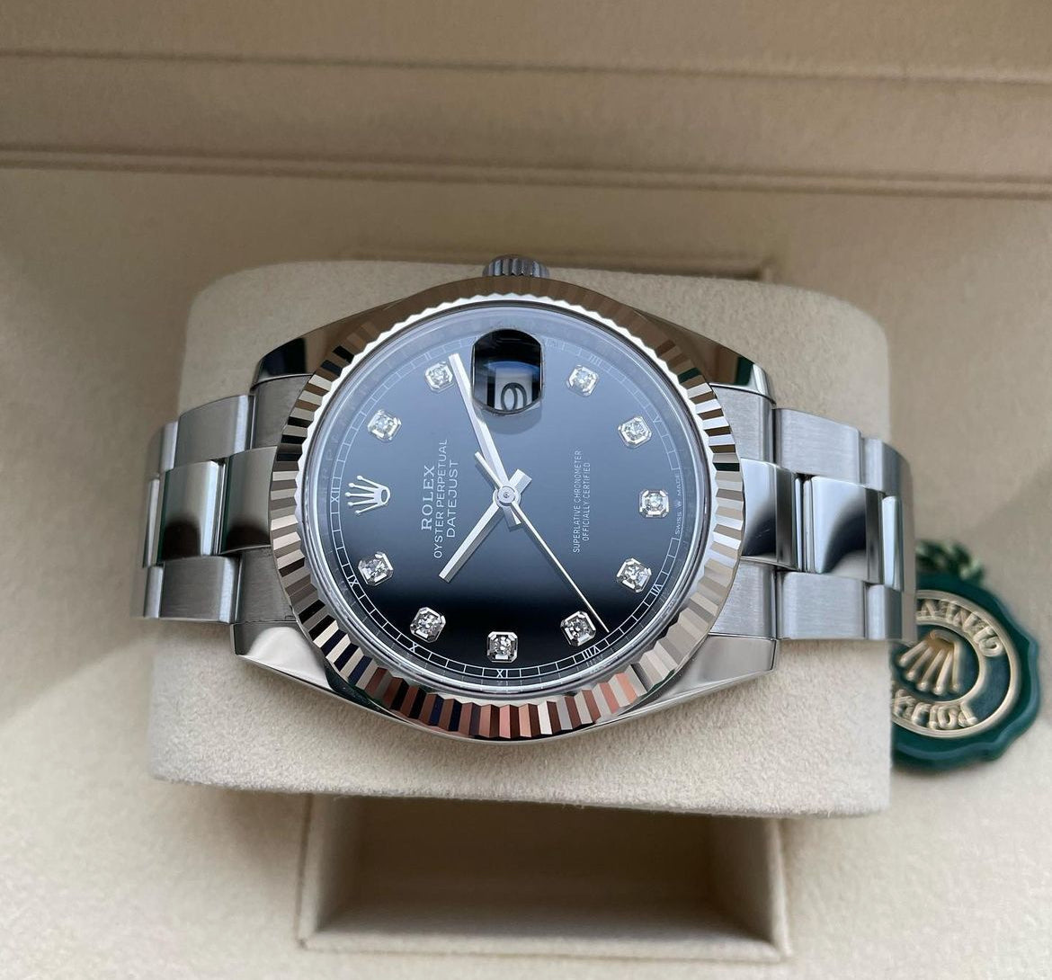 ROLEX DATEJUST OYSTER BLACK DIAL DIAMOND - Image 2