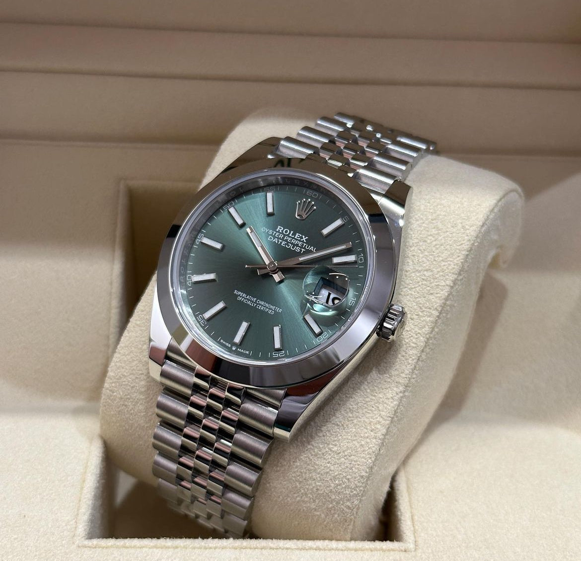 ROLEX DATEJUST JUBILEE MINT GREEN LISCIO - Image 2