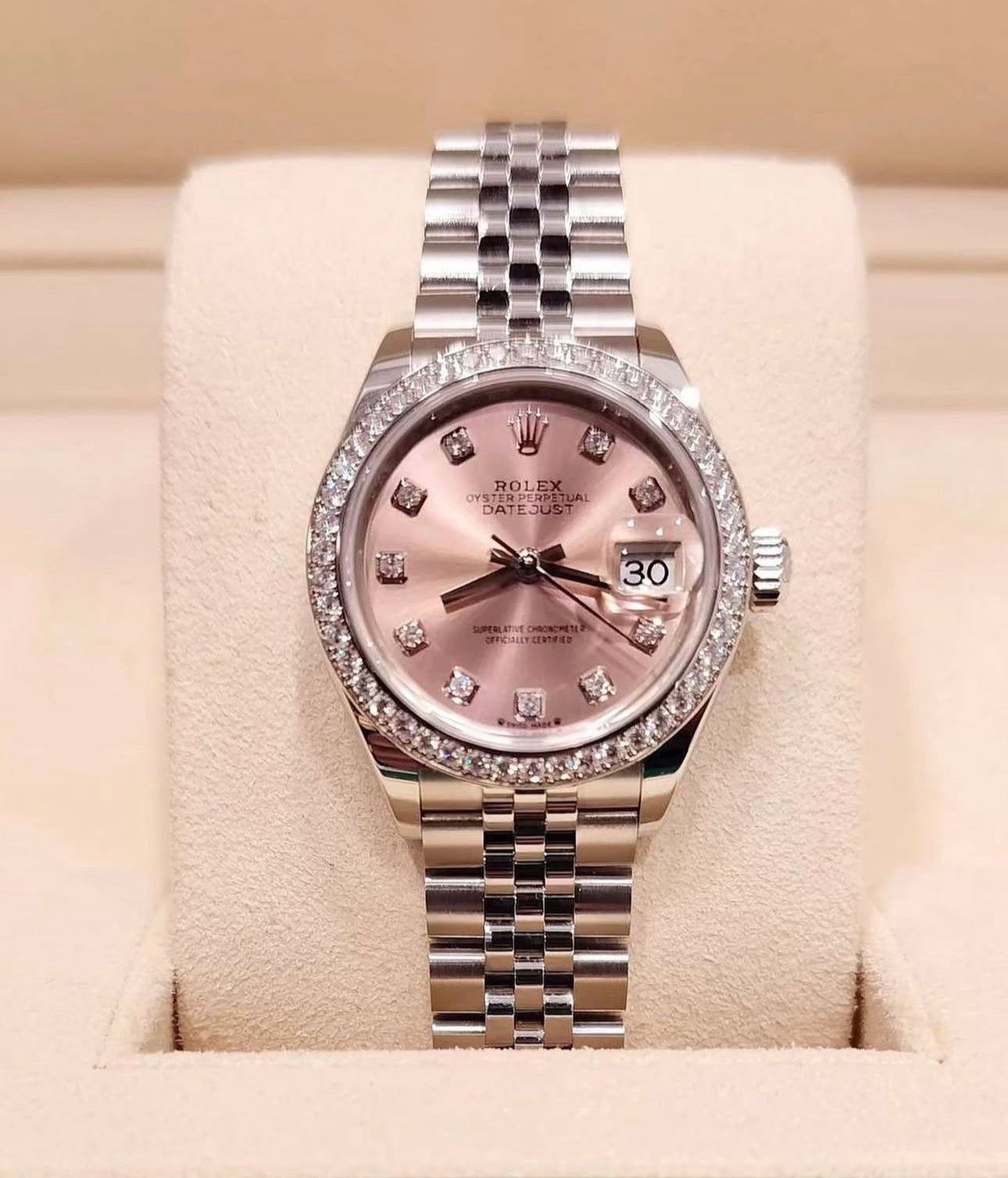 ROLEX DATEJUST JUBILEE PINK DIAMOND BEZEL