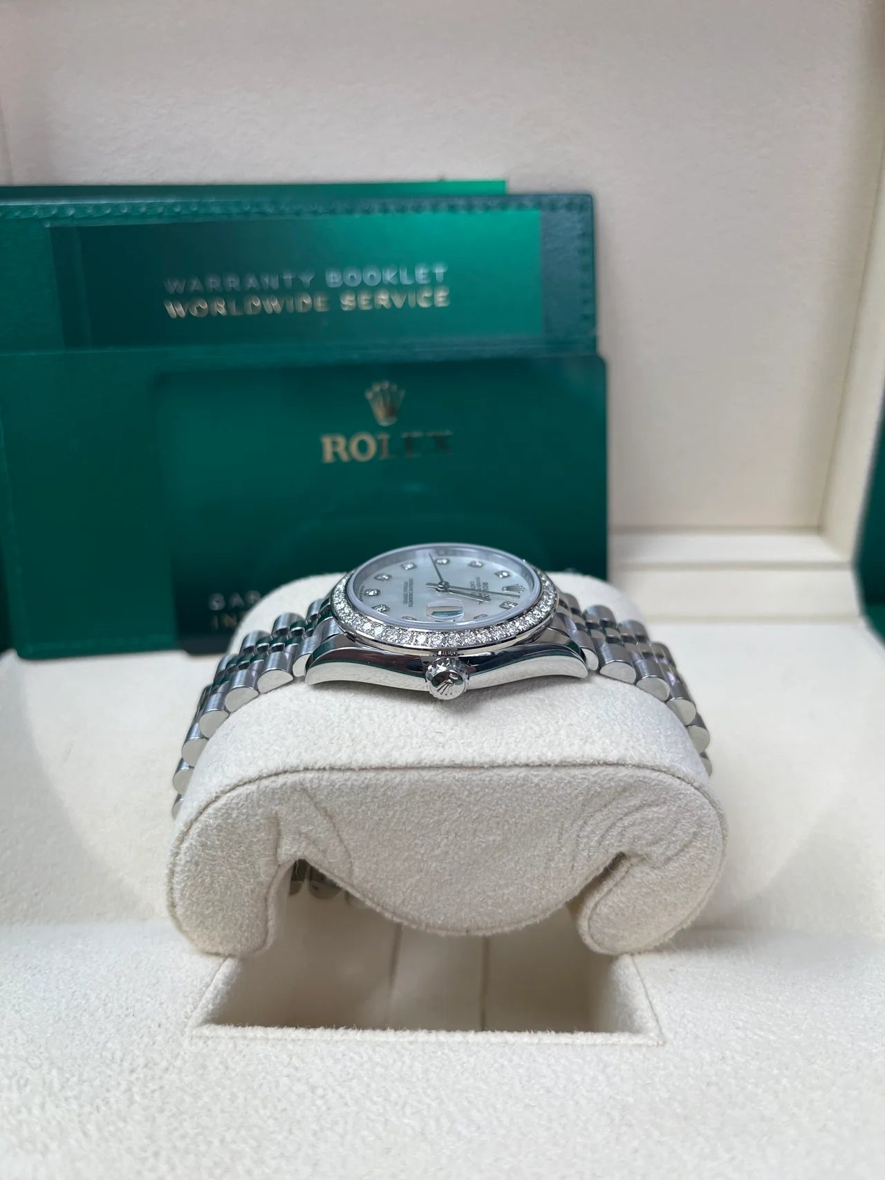ROLEX DATEJUST JUBILEE WHITE MOTHER OF PEARL DIAMOND BEZEL DIAL - Image 3