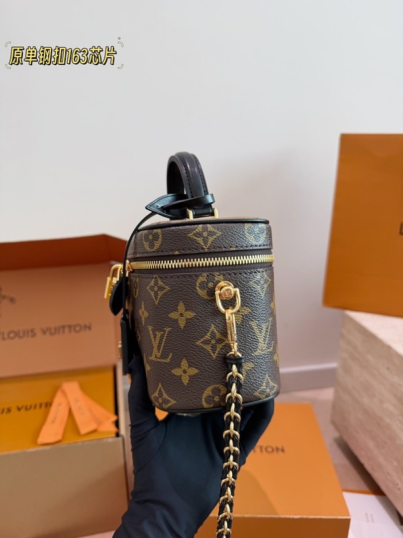 Louis Vuitton Vanity-Style Monogram Case Bag — Brown & Black, Divided Interior - Image 3