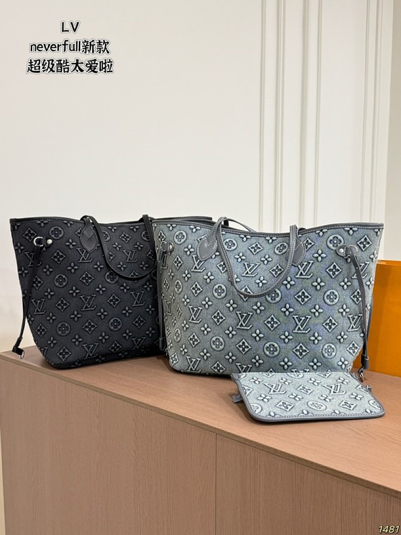 Louis Vuitton Neverfull-Style Monogram Tote — Charcoal & Grey Options - Image 3