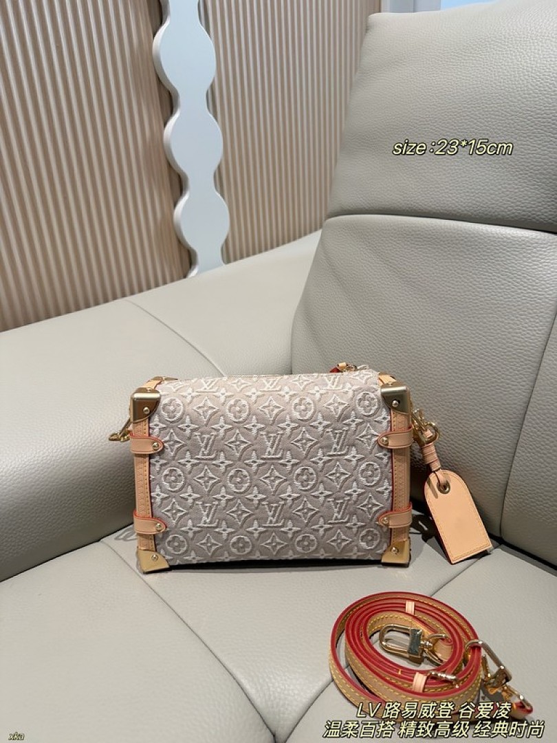 Louis Vuitton Textured Monogram Soft Trunk Bag — Grey & Pink Options - Image 4