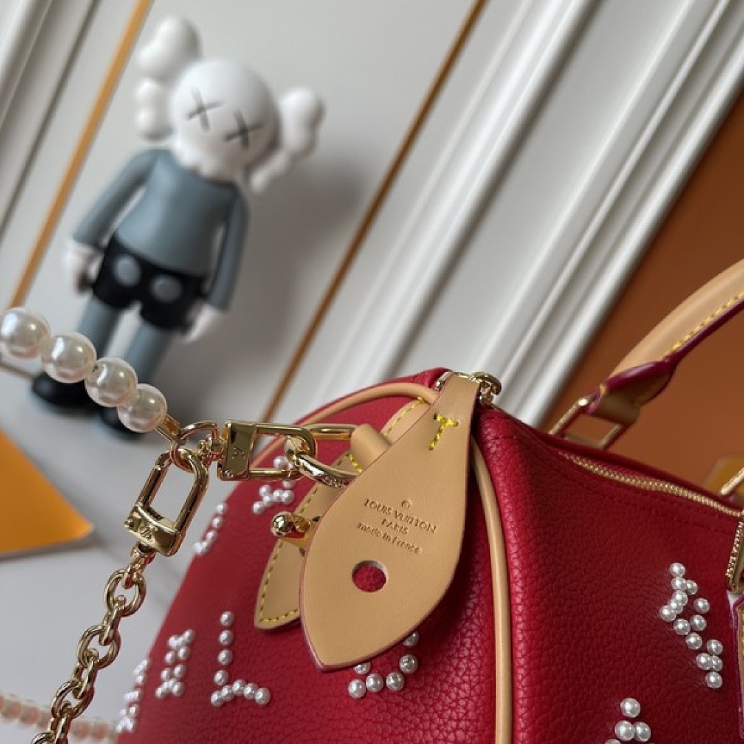 Louis Vuitton Speedy-Style Beaded Bag 30 — Red - Image 5