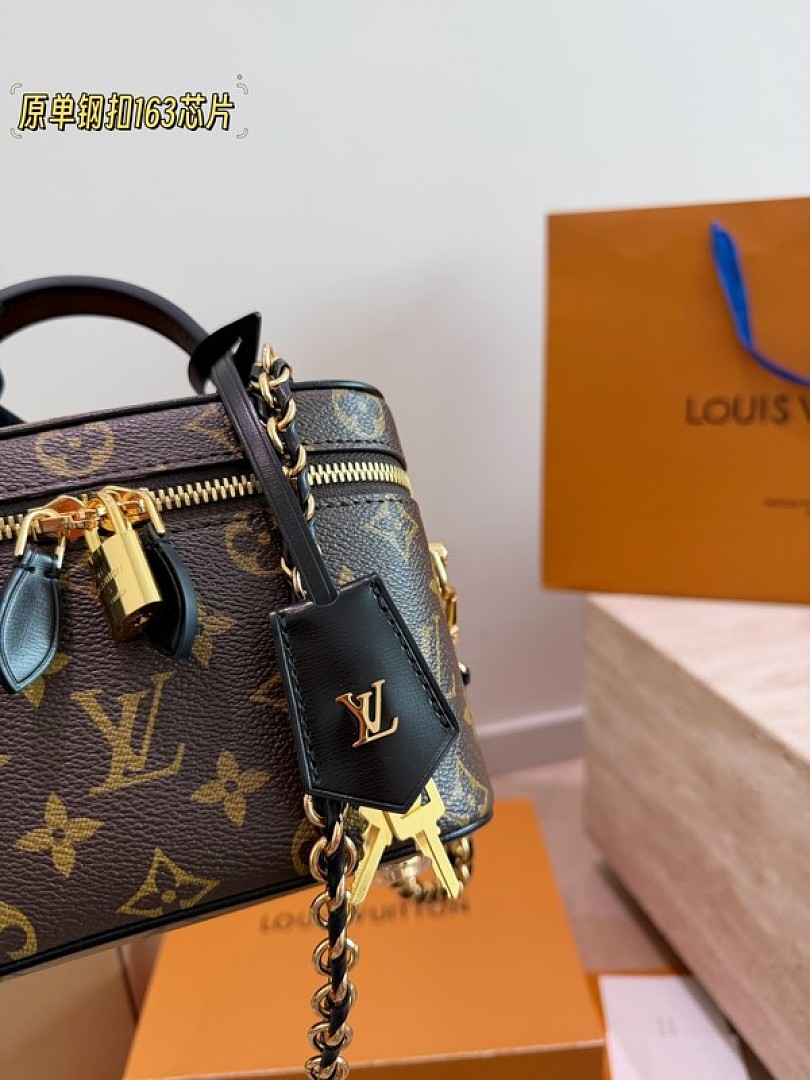 Louis Vuitton Vanity-Style Monogram Case Bag — Brown & Black, Divided Interior - Image 2