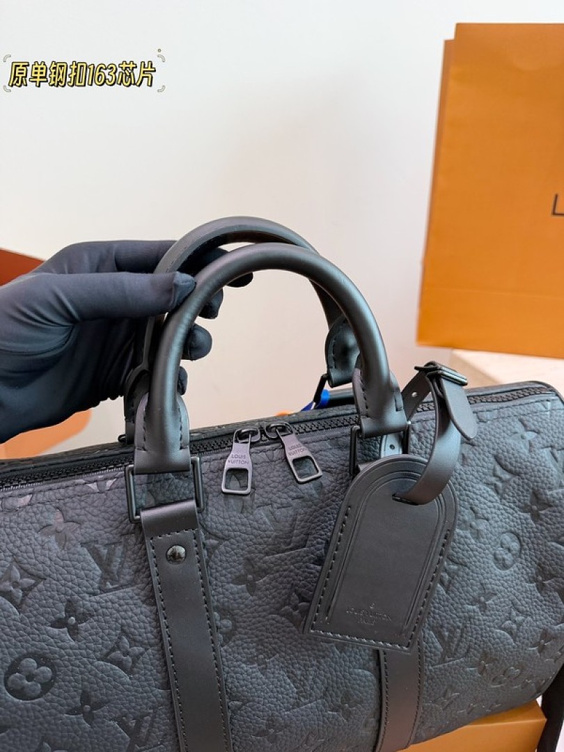 Louis Vuitton Keepall-Style Embossed Monogram Travel Bag 35 — Black - Image 4