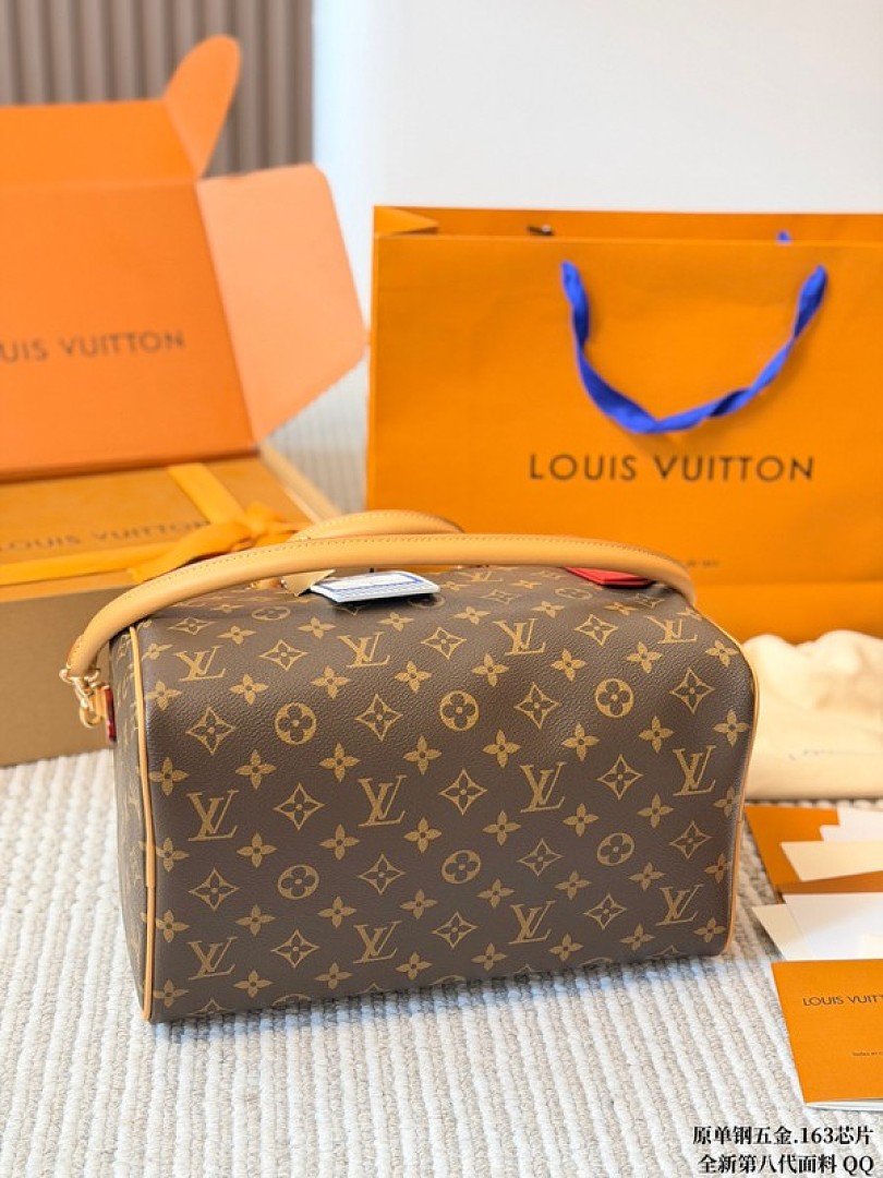Louis Vuitton Speedy-Style Monogram Bag with Travel Tags — Brown & Tan - Image 7