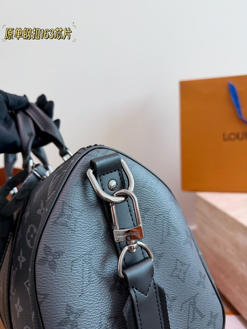 Louis Vuitton Keepall-Style Monogram Travel Bag 35 — Black & Grey - Image 5