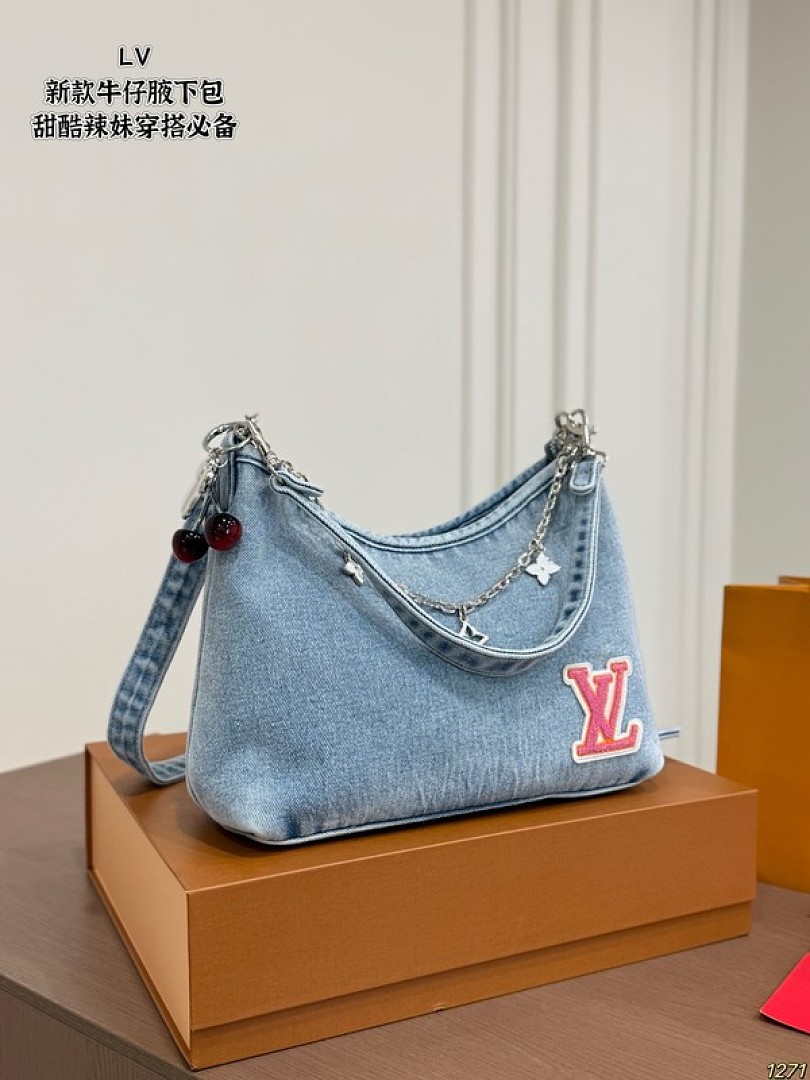 Louis Vuitton Denim-Look Shoulder Bag — Light Blue