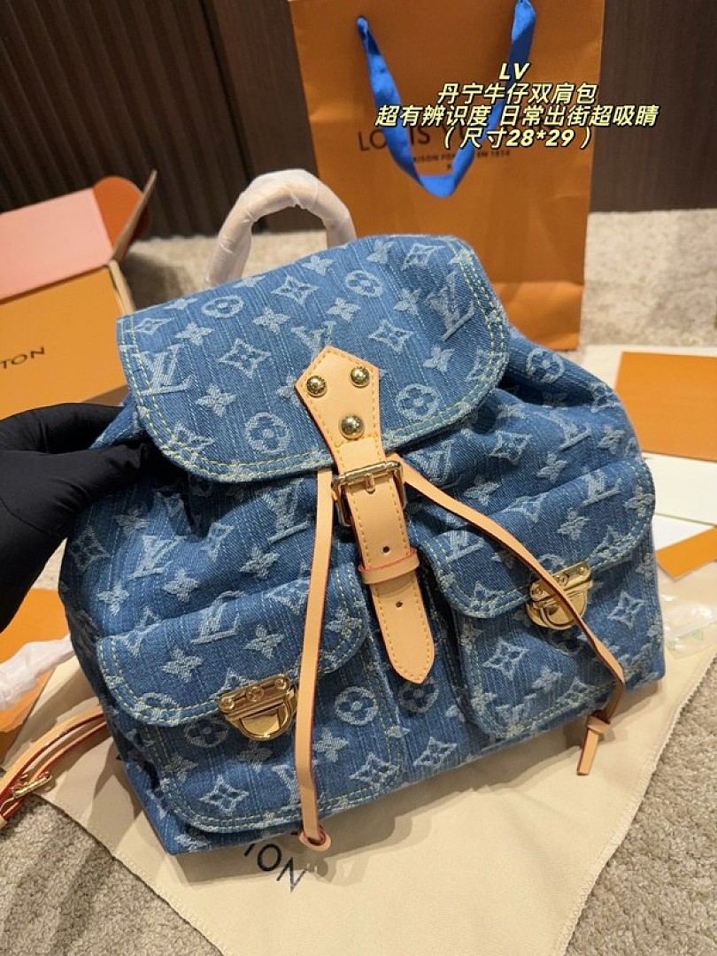 Louis Vuitton Denim-Look Monogram Backpack — Blue - Image 9