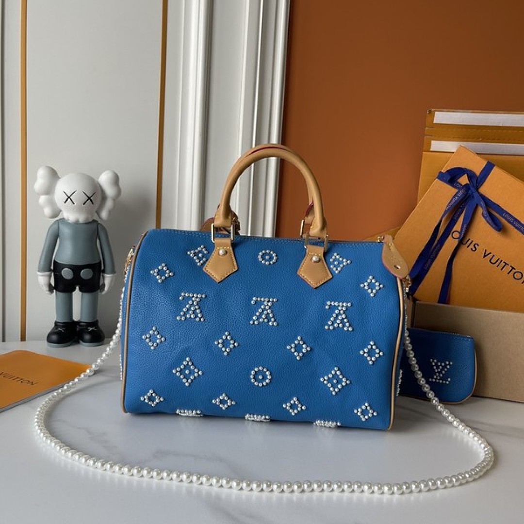 Louis Vuitton Speedy-Style Beaded Bag 30 — Royal Blue - Image 7