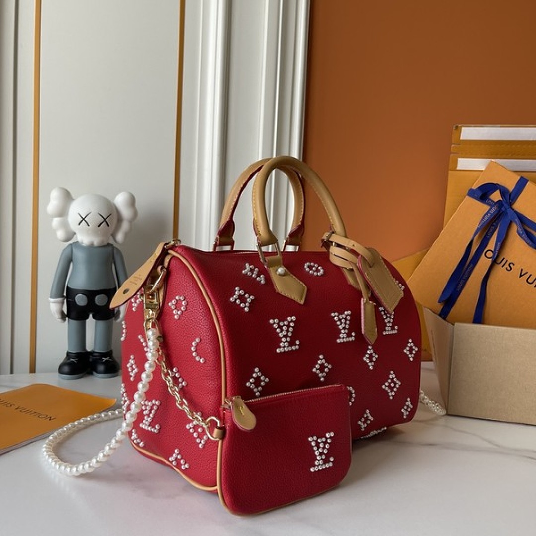 Louis Vuitton Speedy-Style Beaded Bag 30 — Red - Image 2