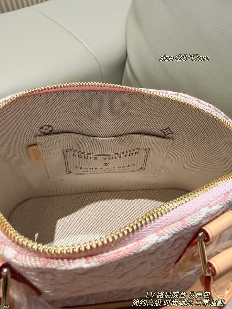 Louis Vuitton Alma-Style Denim-Look Monogram Dome Bag — Pink - Image 9
