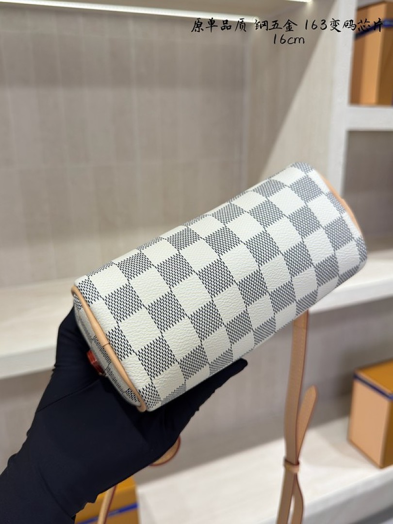 Louis Vuitton Mini Speedy-Style Checkerboard Bag — Ivory & Blue - Image 6