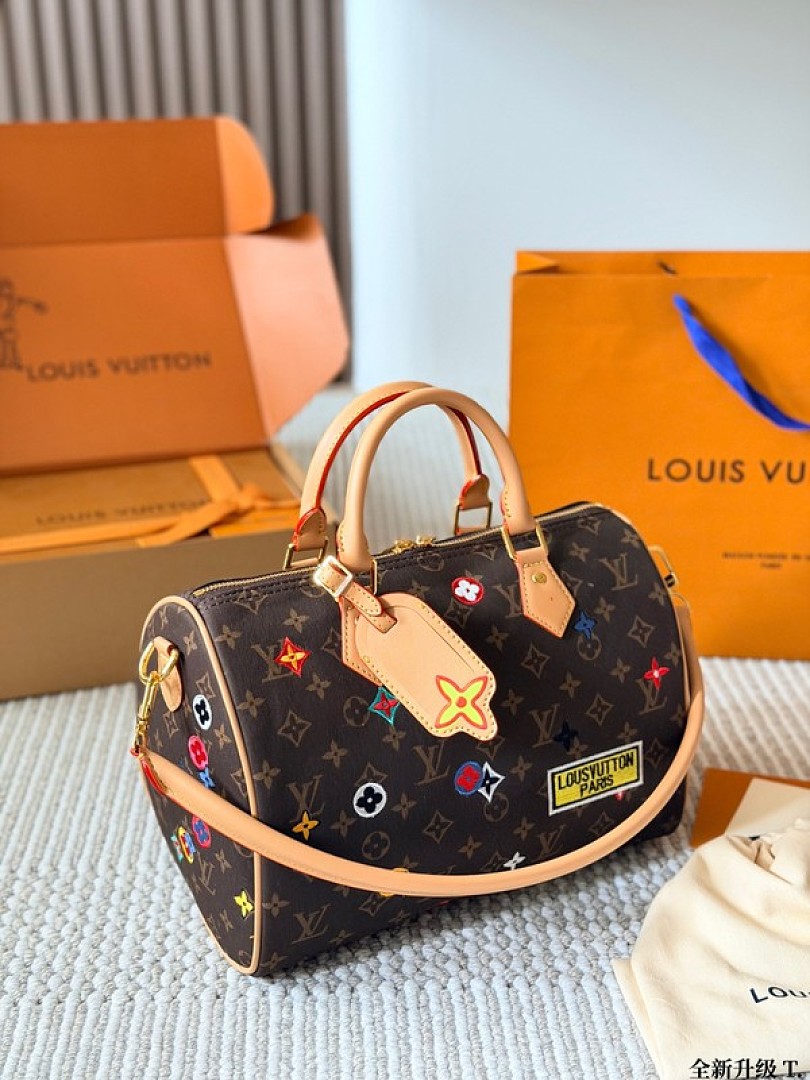 Louis Vuitton Speedy-Style Colourful Motif Monogram Bag — Brown & Multicolour - Image 5