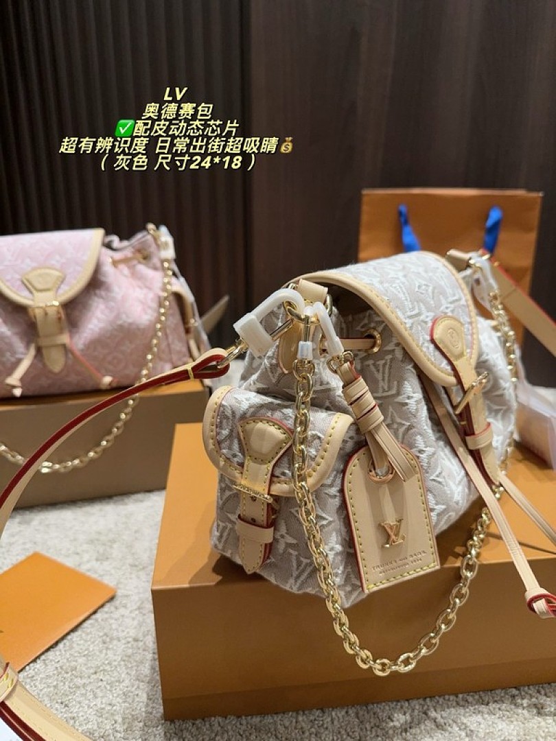 Louis Vuitton Odyssee-Style Textured Monogram Bag — Beige & Cream - Image 4