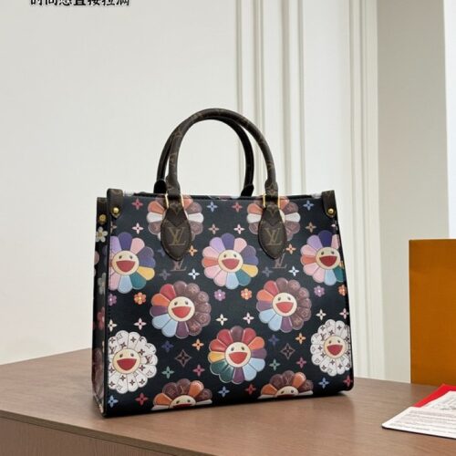 1d1fed76d3 Louis Vuitton OnTheGo-Style Floral Tote — Black & Multicolour