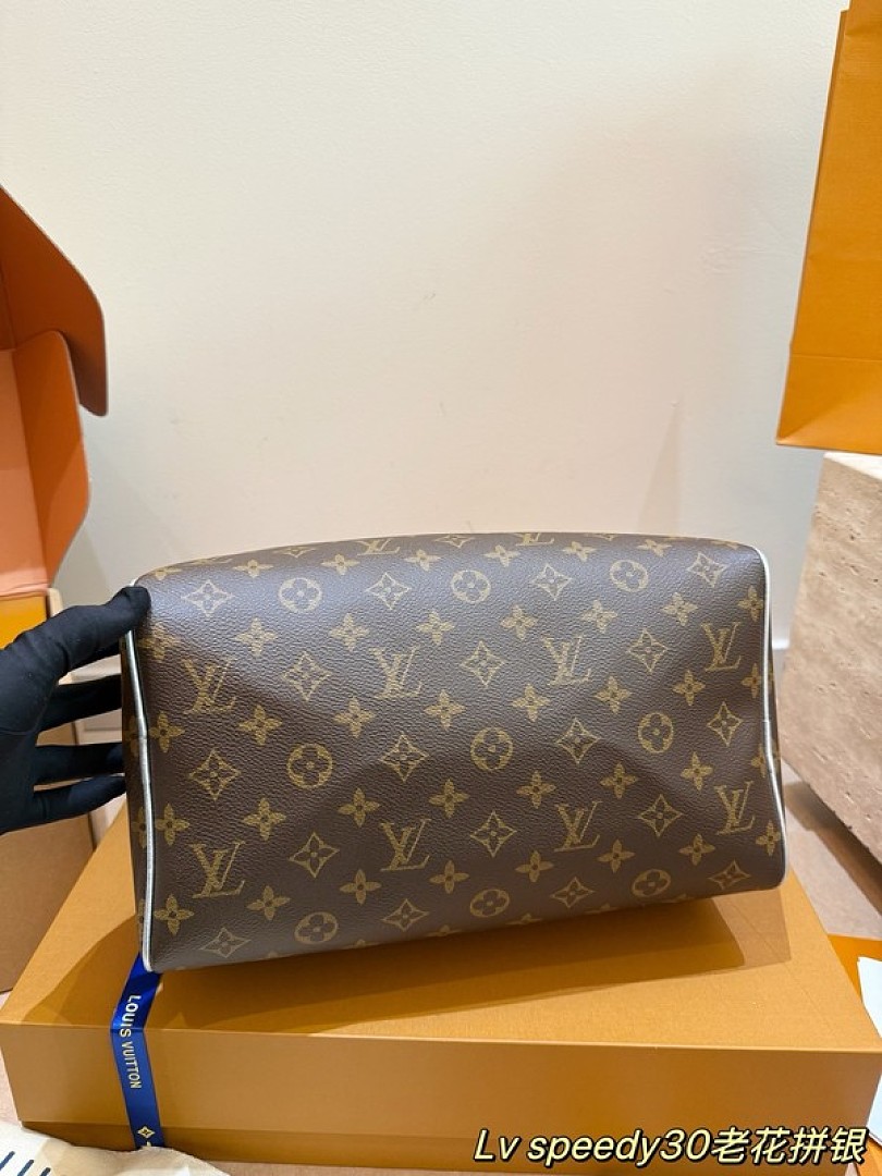 Louis Vuitton Speedy-Style Monogram Bag 30 — Brown & Pale Blue - Image 8