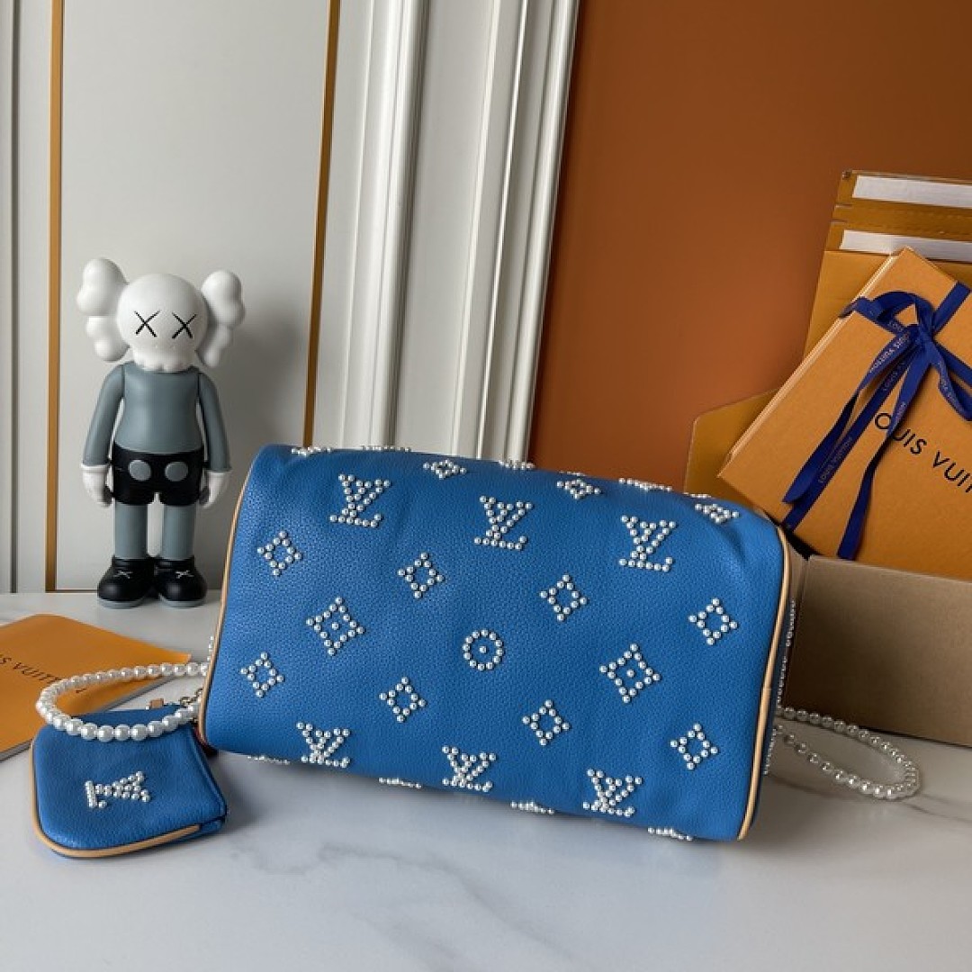 Louis Vuitton Speedy-Style Beaded Bag 30 — Royal Blue - Image 6
