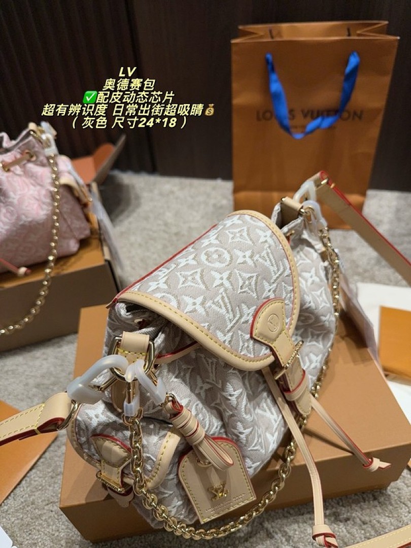 Louis Vuitton Odyssee-Style Textured Monogram Bag — Beige & Cream - Image 3