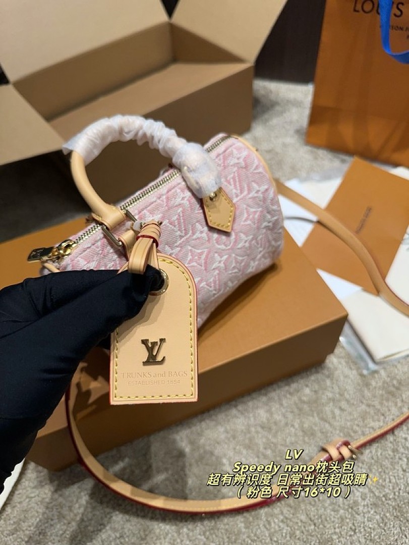 Louis Vuitton Nano Speedy-Style Textured Monogram Bag — Pink - Image 3