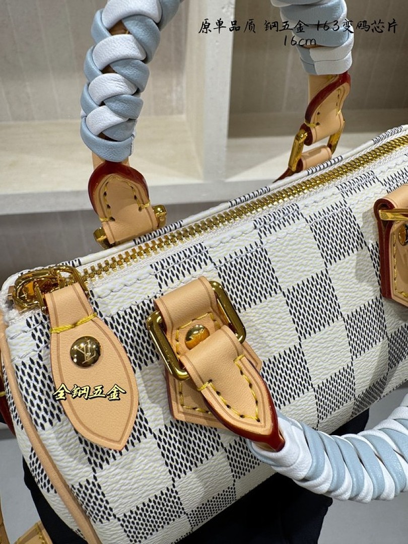 Louis Vuitton Mini Speedy-Style Checkerboard Bag — Ivory & Blue - Image 3
