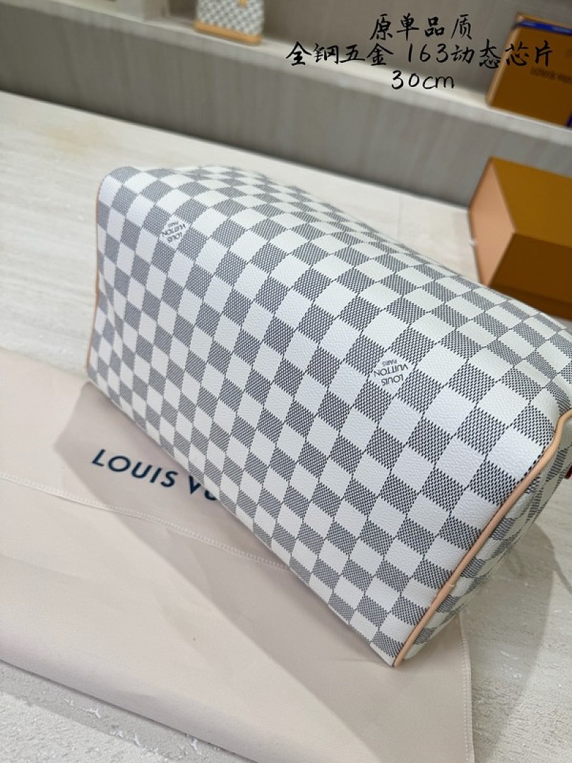 Louis Vuitton Speedy-Style Checkerboard Bag — Ivory & Blue - Image 8