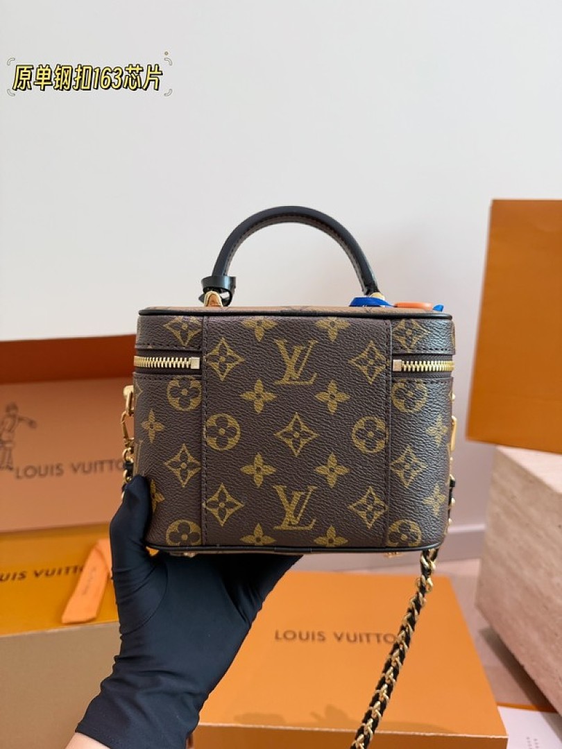 Louis Vuitton Vanity-Style Monogram Case Bag — Brown & Black, Divided Interior - Image 4
