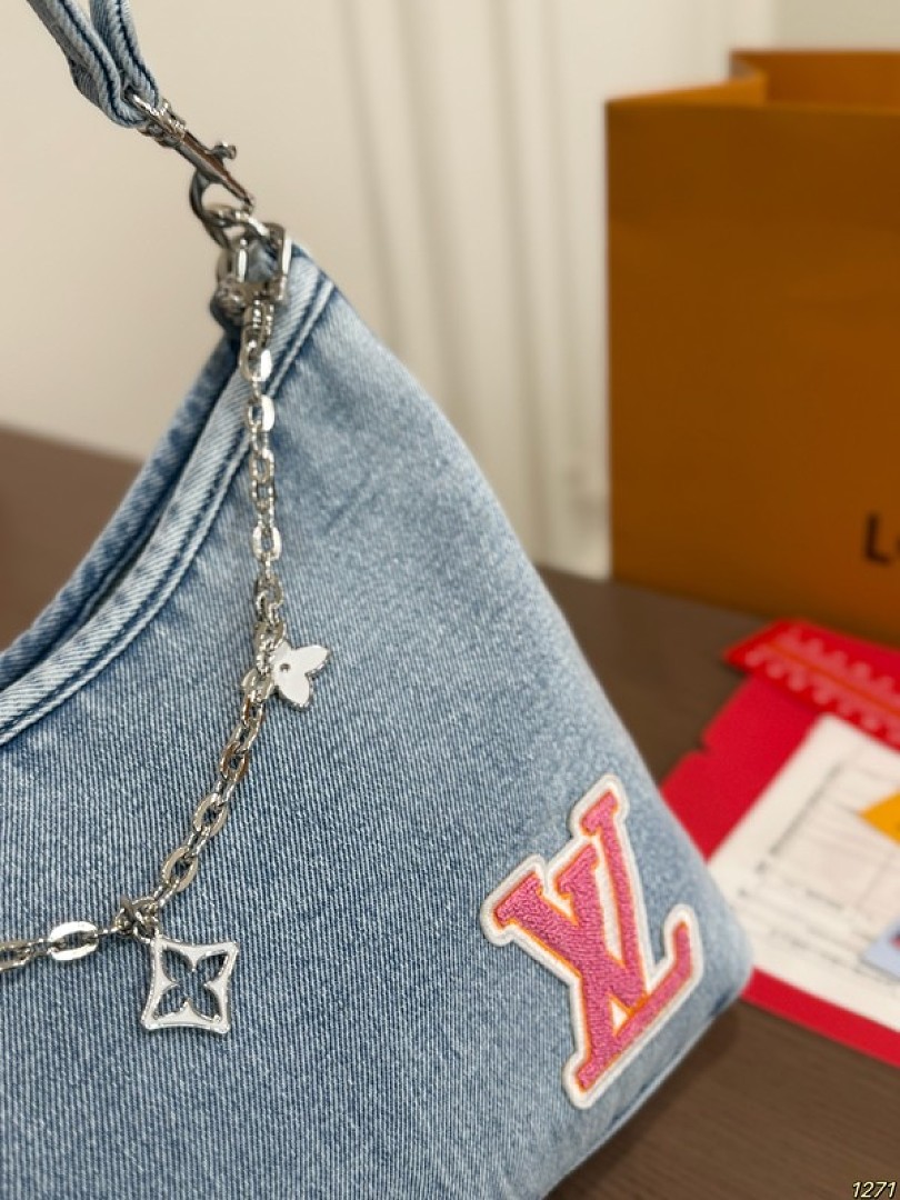 Louis Vuitton Denim-Look Shoulder Bag — Light Blue - Image 4