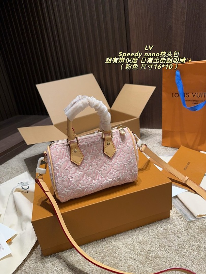 Louis Vuitton Nano Speedy-Style Textured Monogram Bag — Pink - Image 5