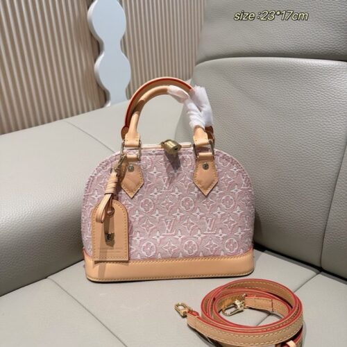 3bf33a246e Louis Vuitton Alma-Style Denim-Look Monogram Dome Bag — Pink