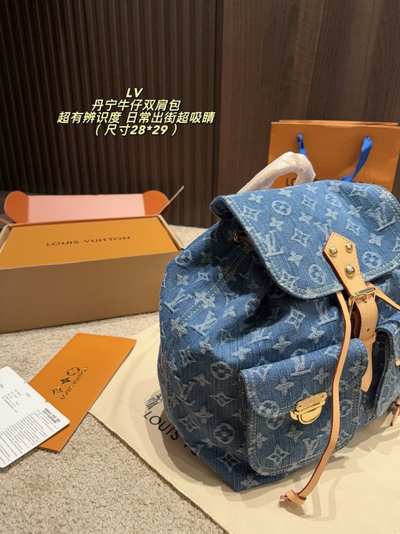 Louis Vuitton Denim-Look Monogram Backpack — Blue - Image 5