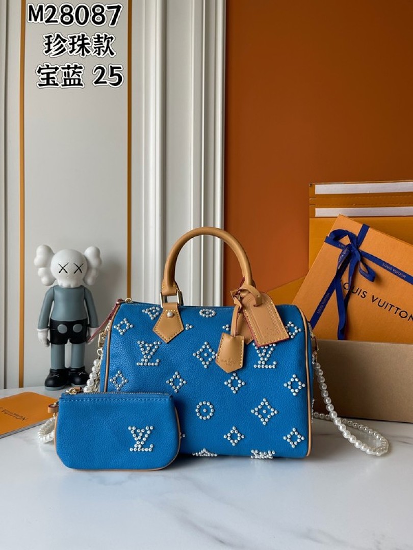 Louis Vuitton Speedy-Style Beaded Bag 25 — Royal Blue