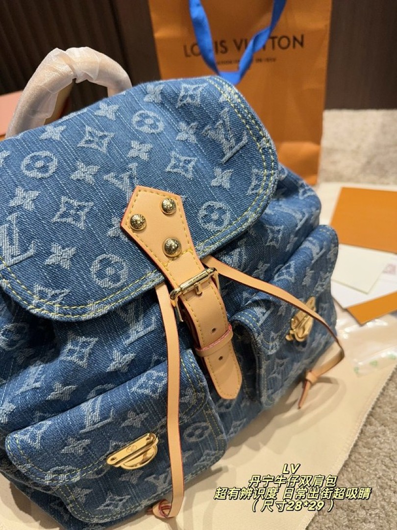 Louis Vuitton Denim-Look Monogram Backpack — Blue - Image 2