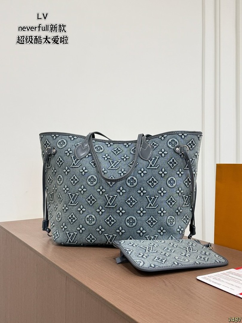 Louis Vuitton Neverfull-Style Monogram Tote — Charcoal & Grey Options - Image 2