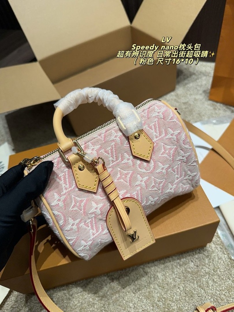 Louis Vuitton Nano Speedy-Style Textured Monogram Bag — Pink - Image 2