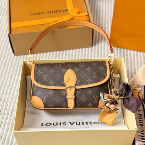 4872cb87f3 Louis Vuitton Diane-Style Monogram Flap Shoulder Bag — Brown & Tan