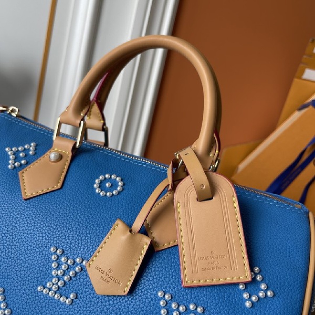 Louis Vuitton Speedy-Style Beaded Bag 30 — Royal Blue - Image 4