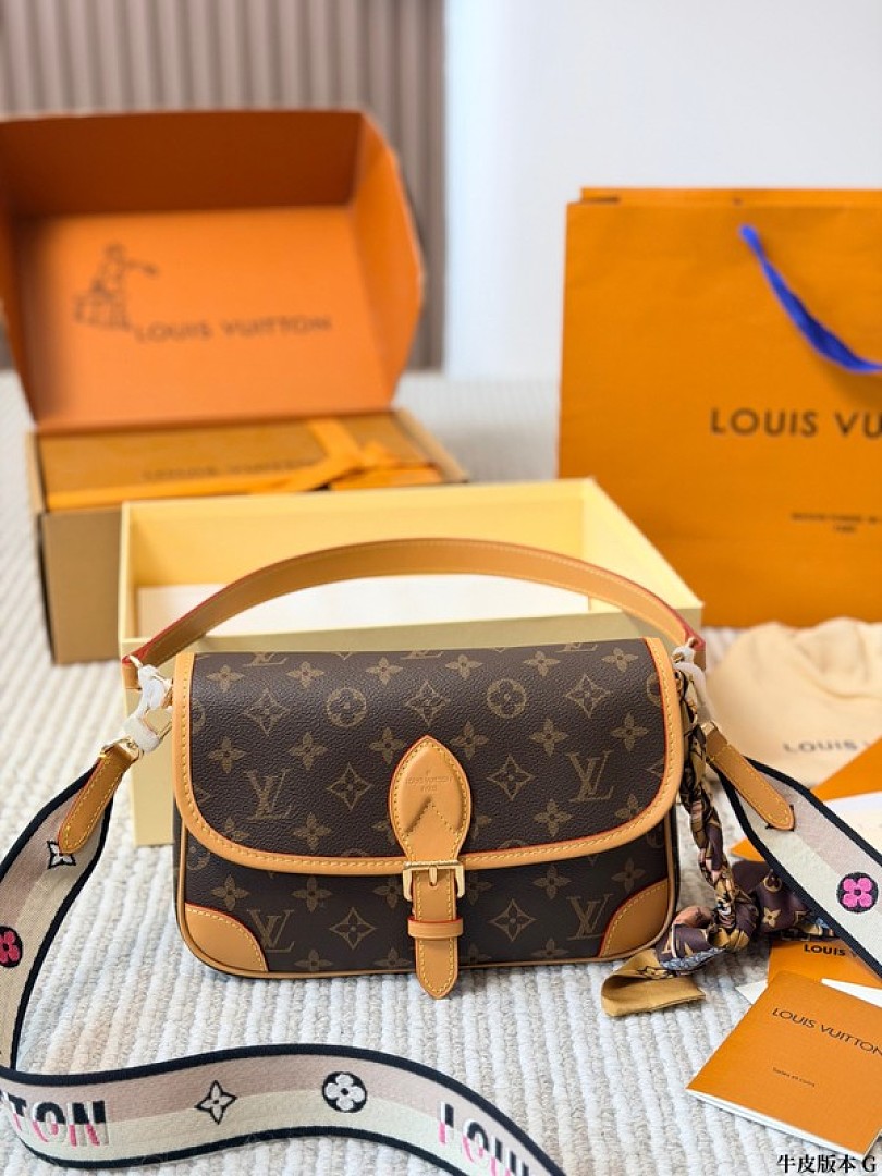 Louis Vuitton Diane-Style Monogram Flap Shoulder Bag — Brown & Tan - Image 3