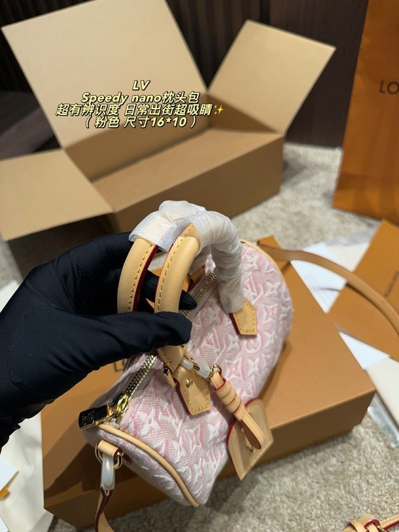 Louis Vuitton Nano Speedy-Style Textured Monogram Bag — Pink - Image 6
