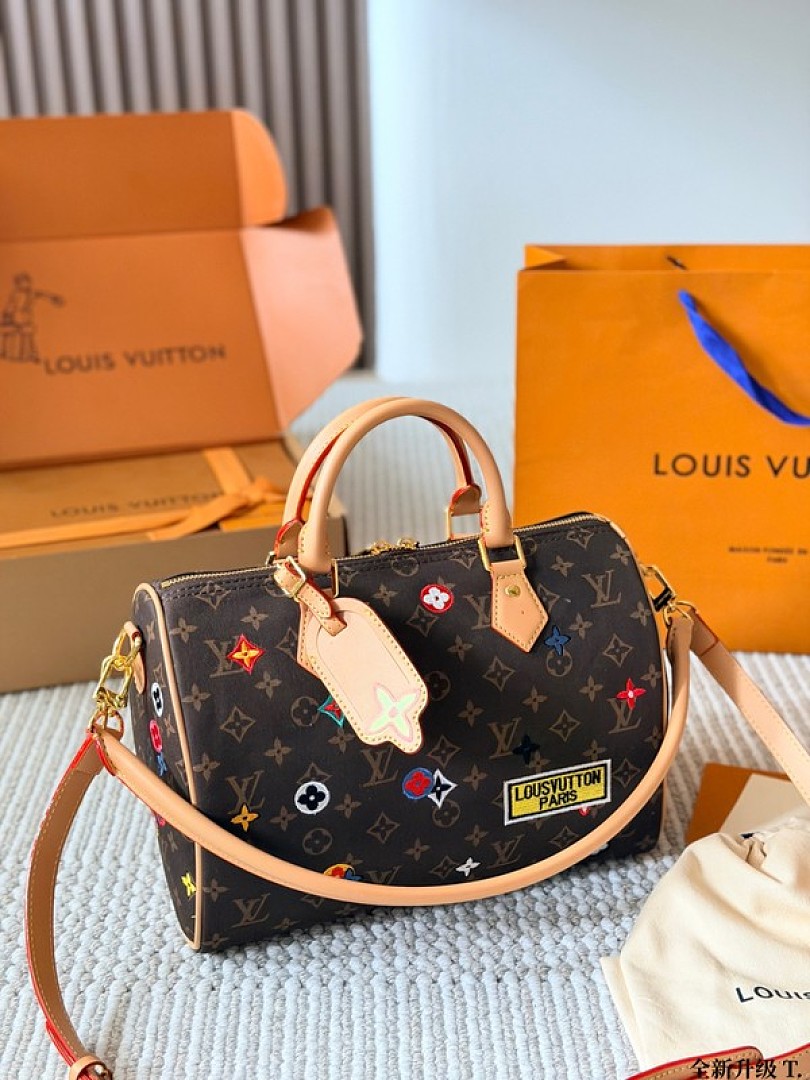 Louis Vuitton Speedy-Style Colourful Motif Monogram Bag — Brown & Multicolour - Image 3
