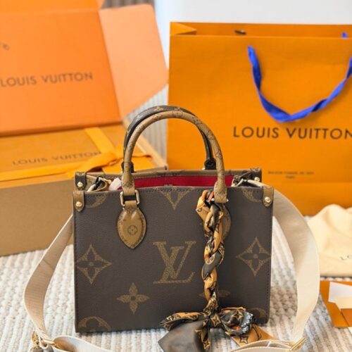 596cf42c65 Louis Vuitton OnTheGo-Style Two-Tone Monogram Tote — Brown & Tan
