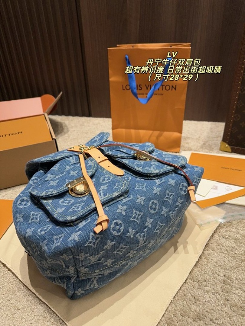 Louis Vuitton Denim-Look Monogram Backpack — Blue - Image 7