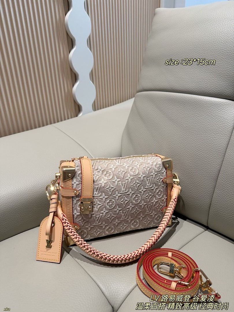 Louis Vuitton Textured Monogram Soft Trunk Bag — Grey & Pink Options - Image 3