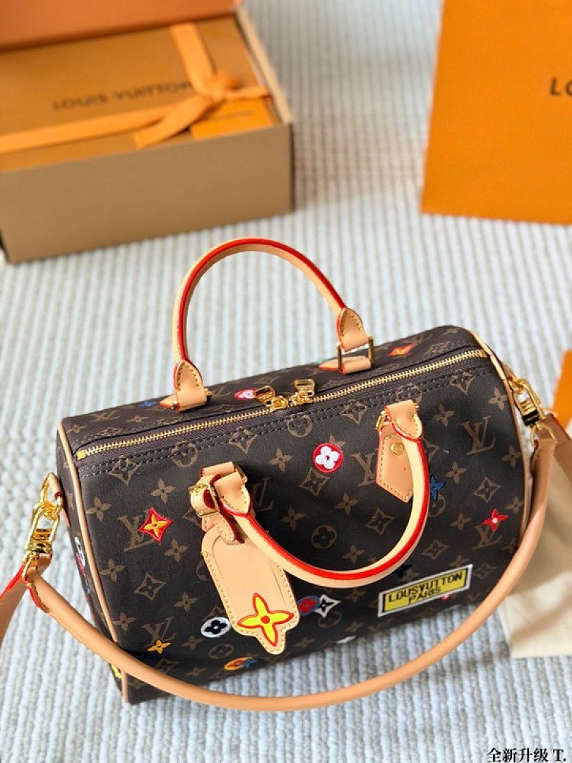 Louis Vuitton Speedy-Style Colourful Motif Monogram Bag — Brown & Multicolour - Image 8