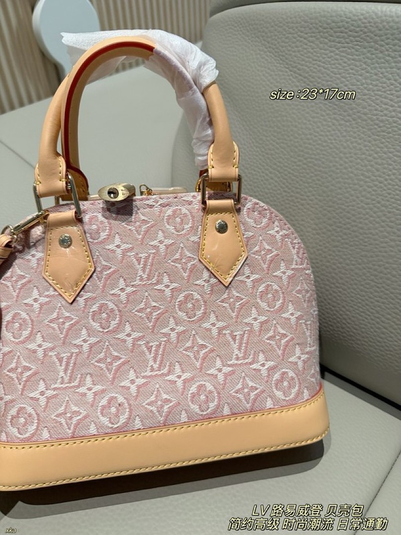 Louis Vuitton Alma-Style Denim-Look Monogram Dome Bag — Pink - Image 5